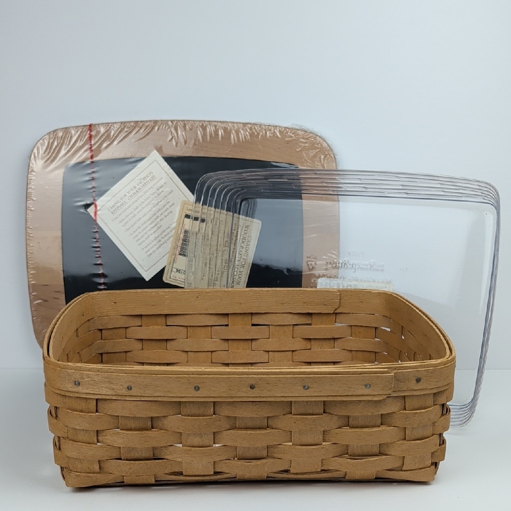 Longaberger Vacation Keepsake Basket/ Protector/ Chalkboard Lid Vintage 2003 NEW